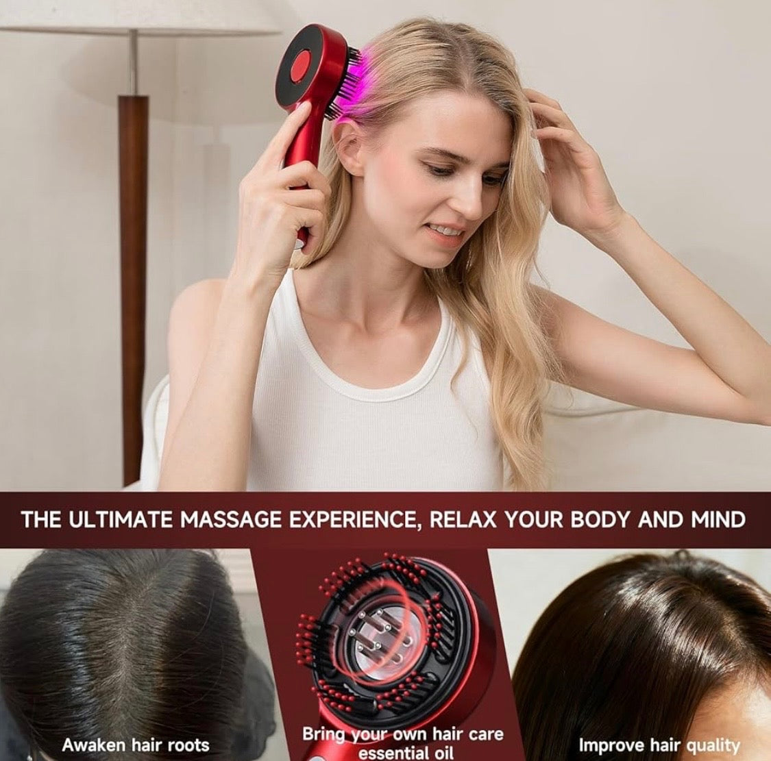 Brosse massante et applicateur d’huile capillaire